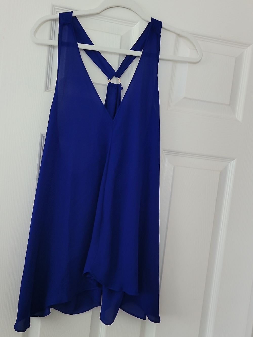 Women's Sleeveless V-Neck Blue Chiffon Tank Dress
